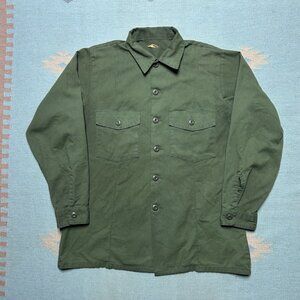 Vintage OG 507 shirt military US army long sleeve button up utility worn large